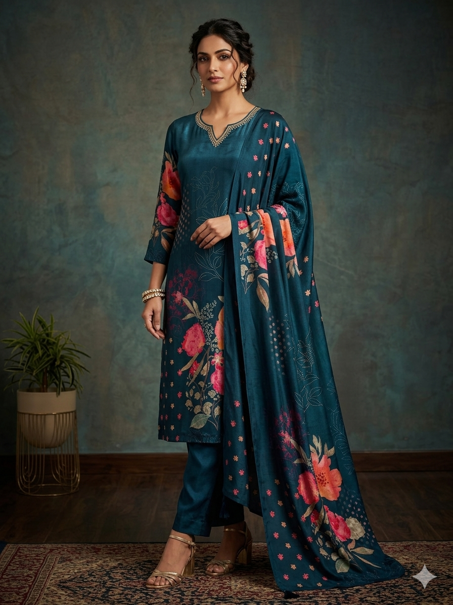 Italian Crepe Digitally Printed Suit Set