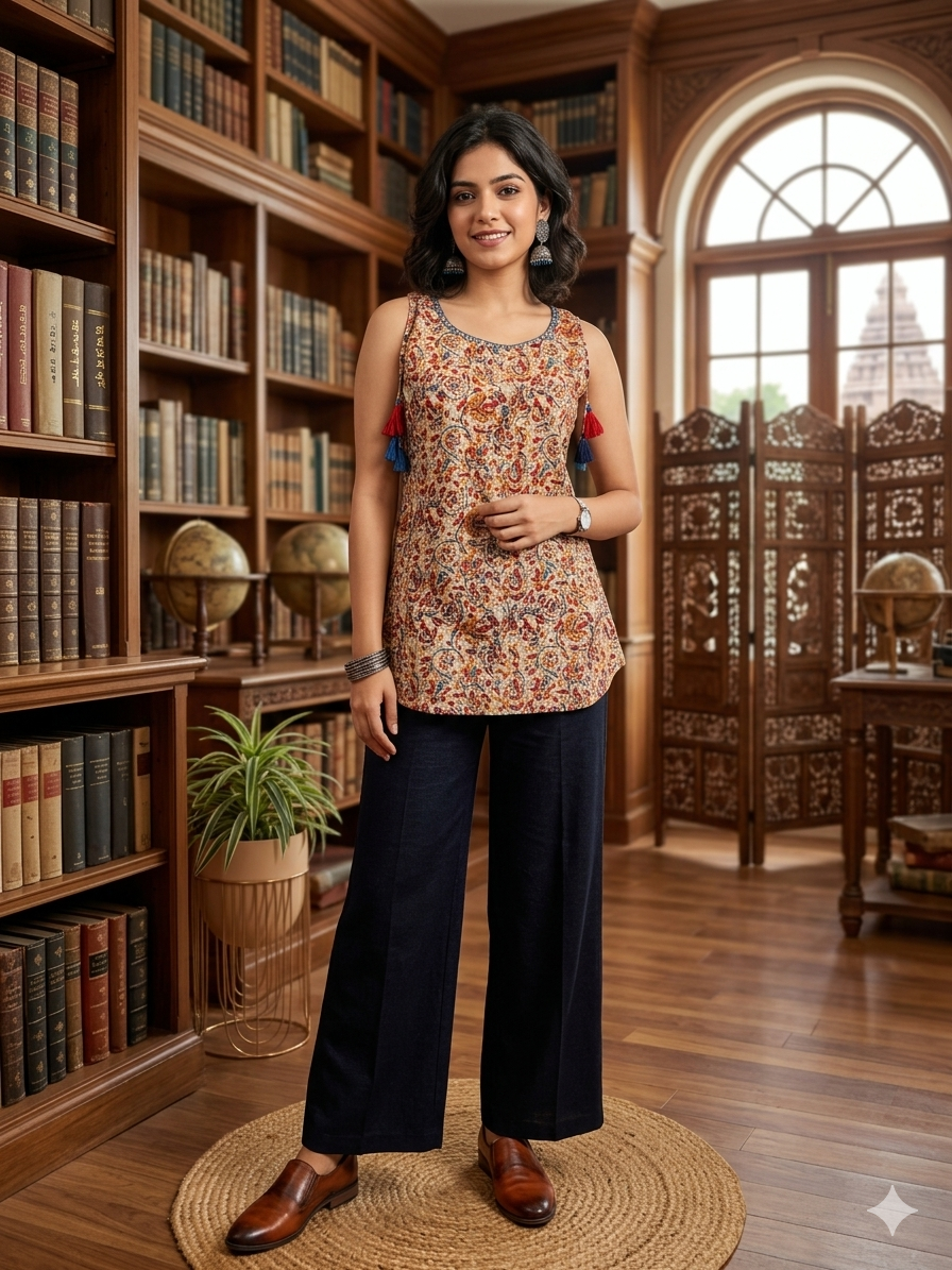 Cotton Kalamkari Sleeveless Top