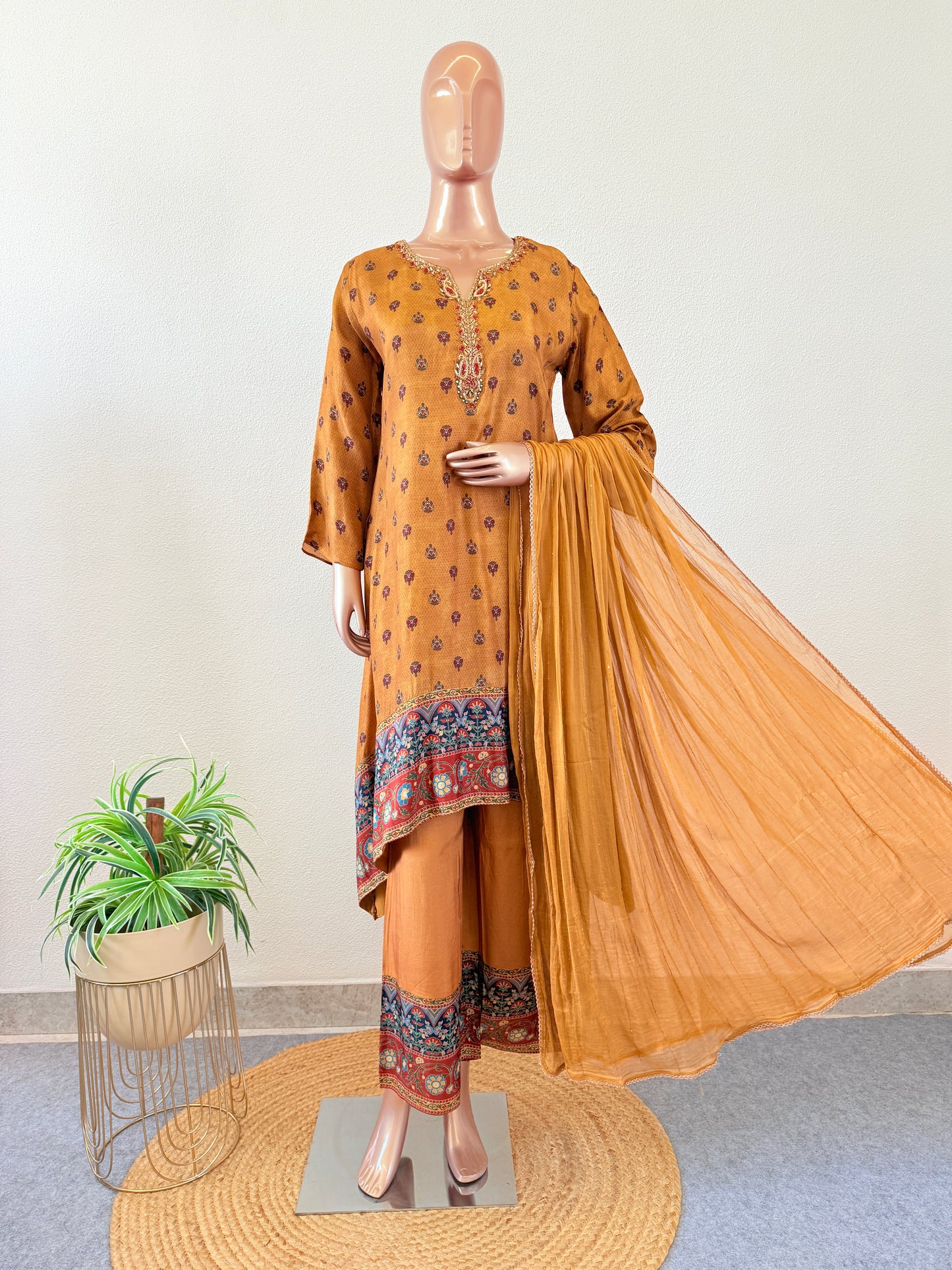 Digitally Printed Silk Kurta Palazzo Set