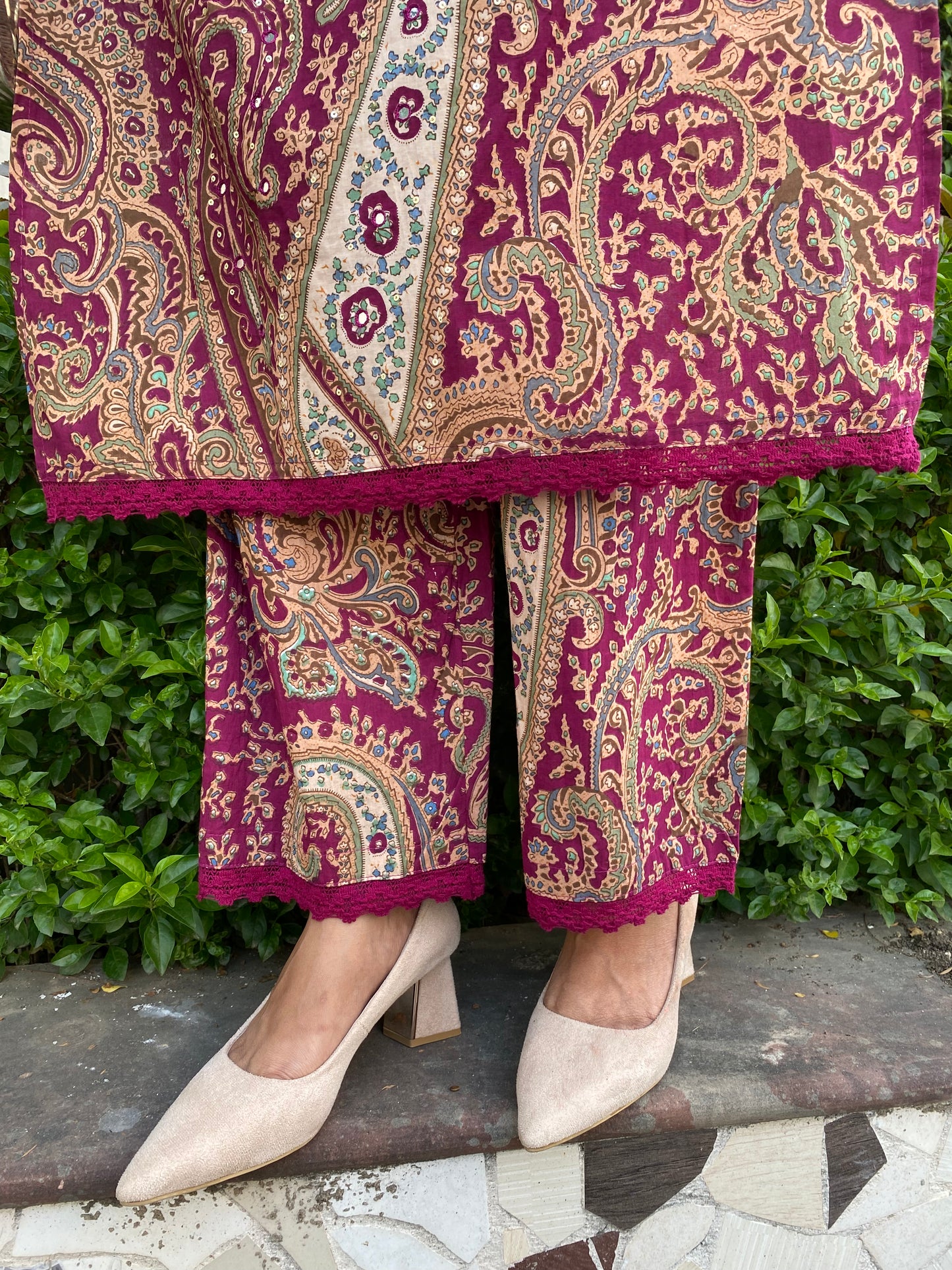 Paisley Cotton Kurta Pant Set