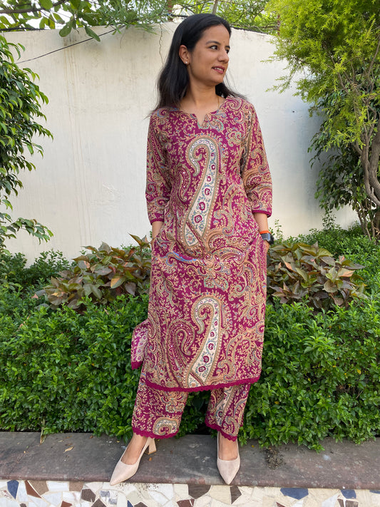 Paisley Cotton Kurta Pant Set