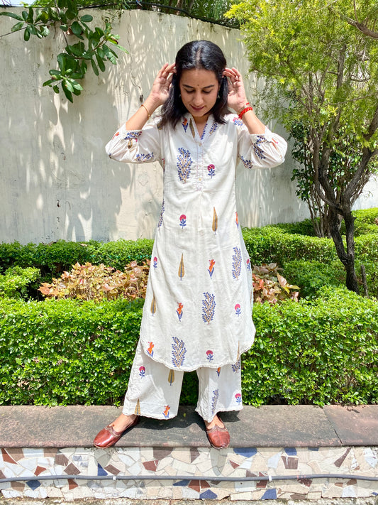 Mughal Print Cotton Kurta Pant Set