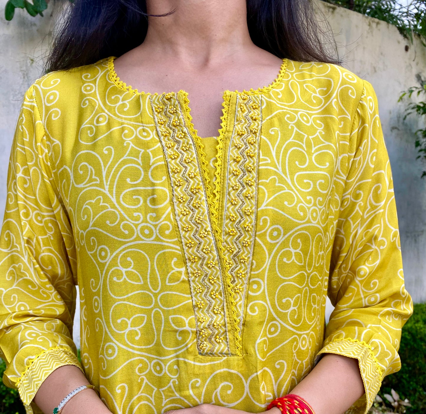 Muslin Print Suit Set Yellow