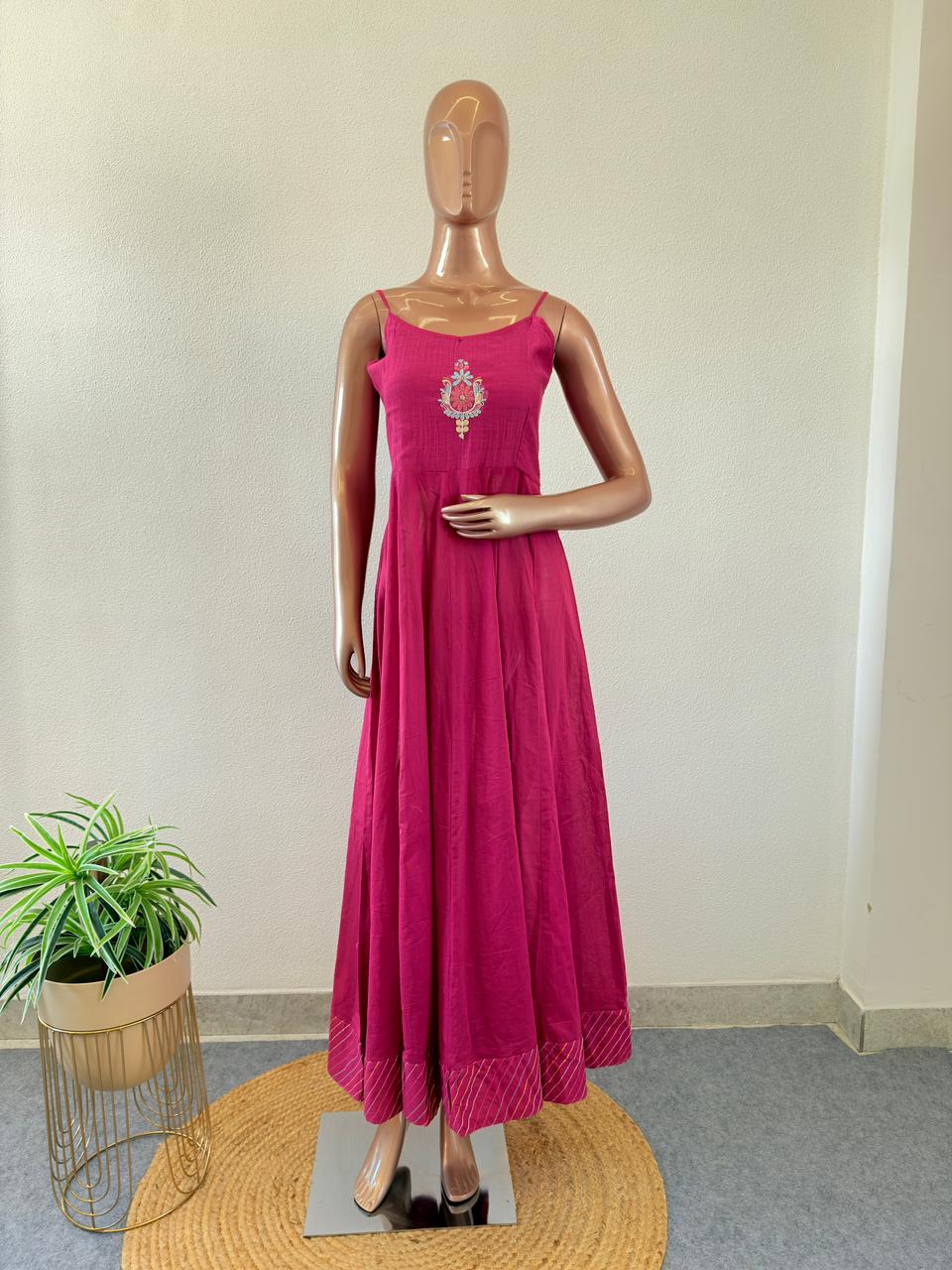 Long anarkali Tunic with embroidered Mul Chanderi Jacket