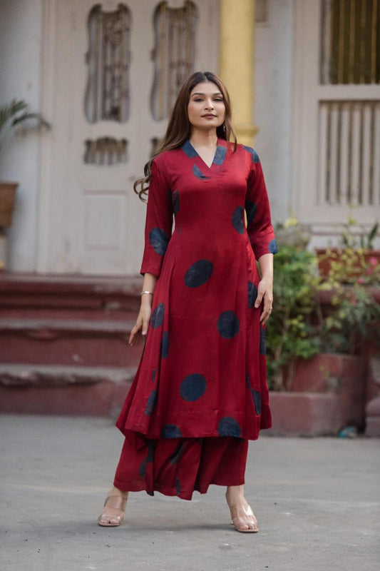 OG ajrakh Print Modal A-Line Kurta Palazzo Set