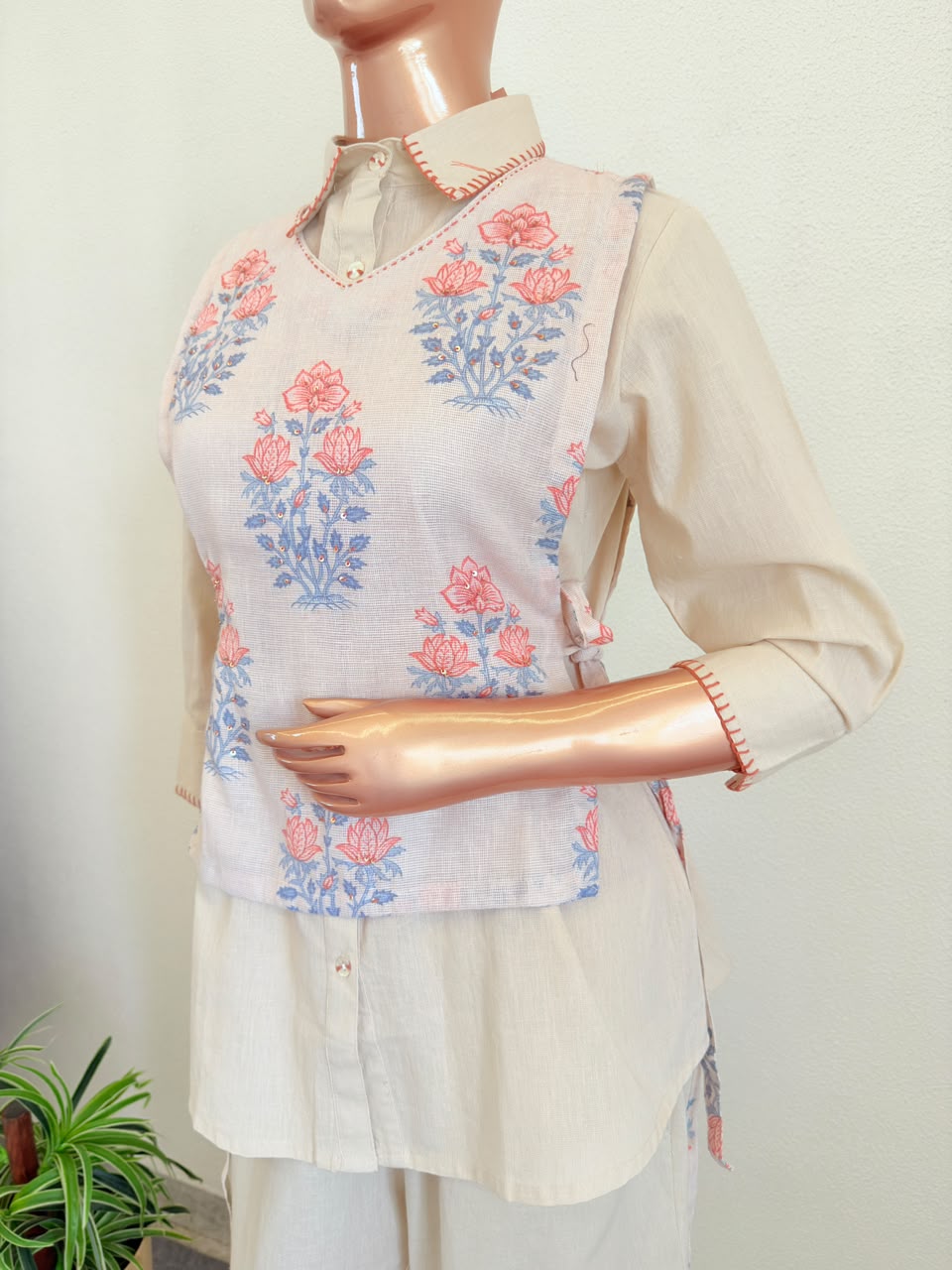 Cotton Flex Coords with Jute Cover Up- Almond