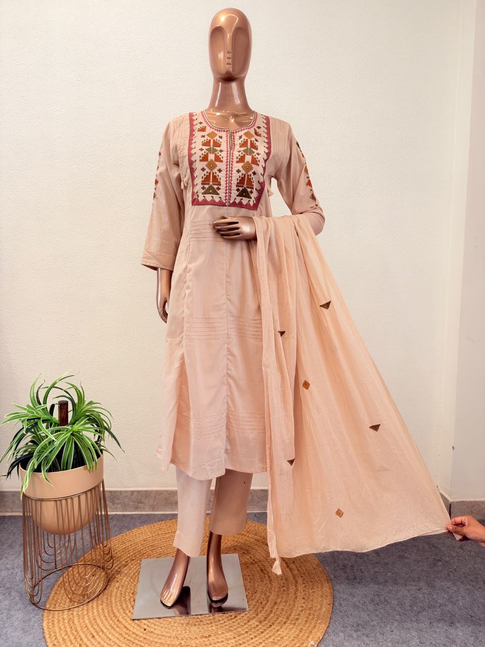 Silly Cotton Suit Set with Embroidered Yoke