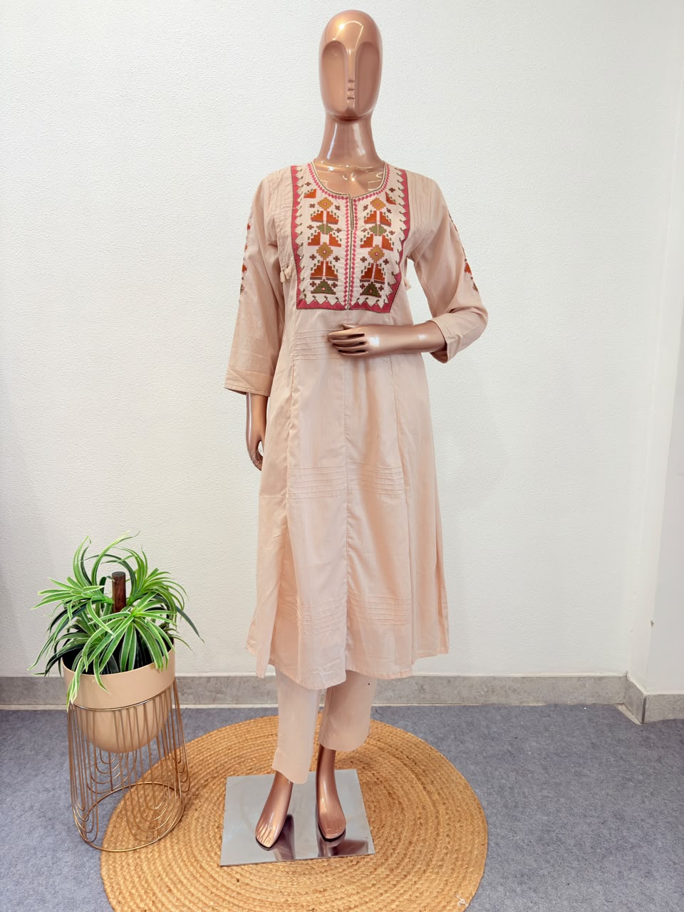 Silly Cotton Suit Set with Embroidered Yoke