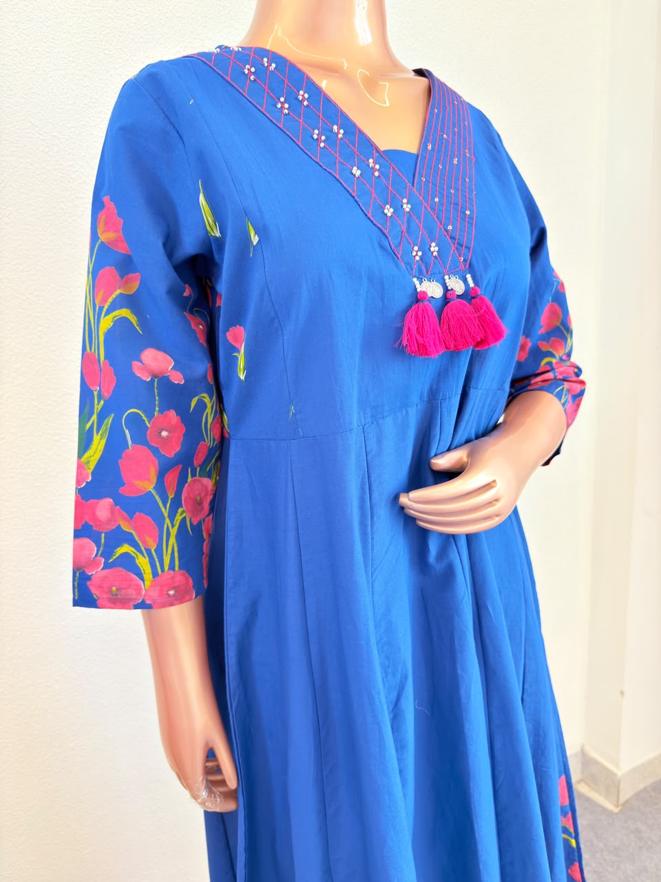 Digital Print Anarkali Suit Set with Contrast Pants