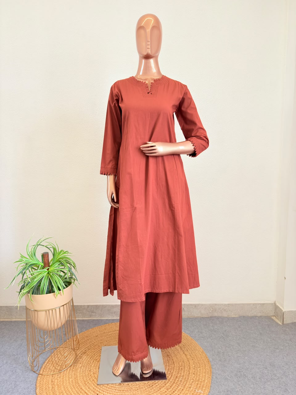 Premium Cotton Kurta Palazzo Set with Block Print Stole