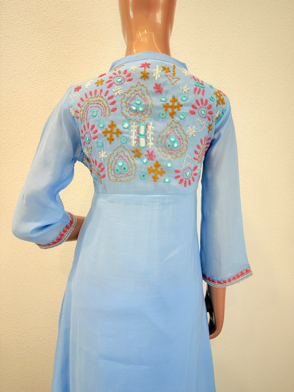 Mul Chanderi Hand Embroidered Coord Set
