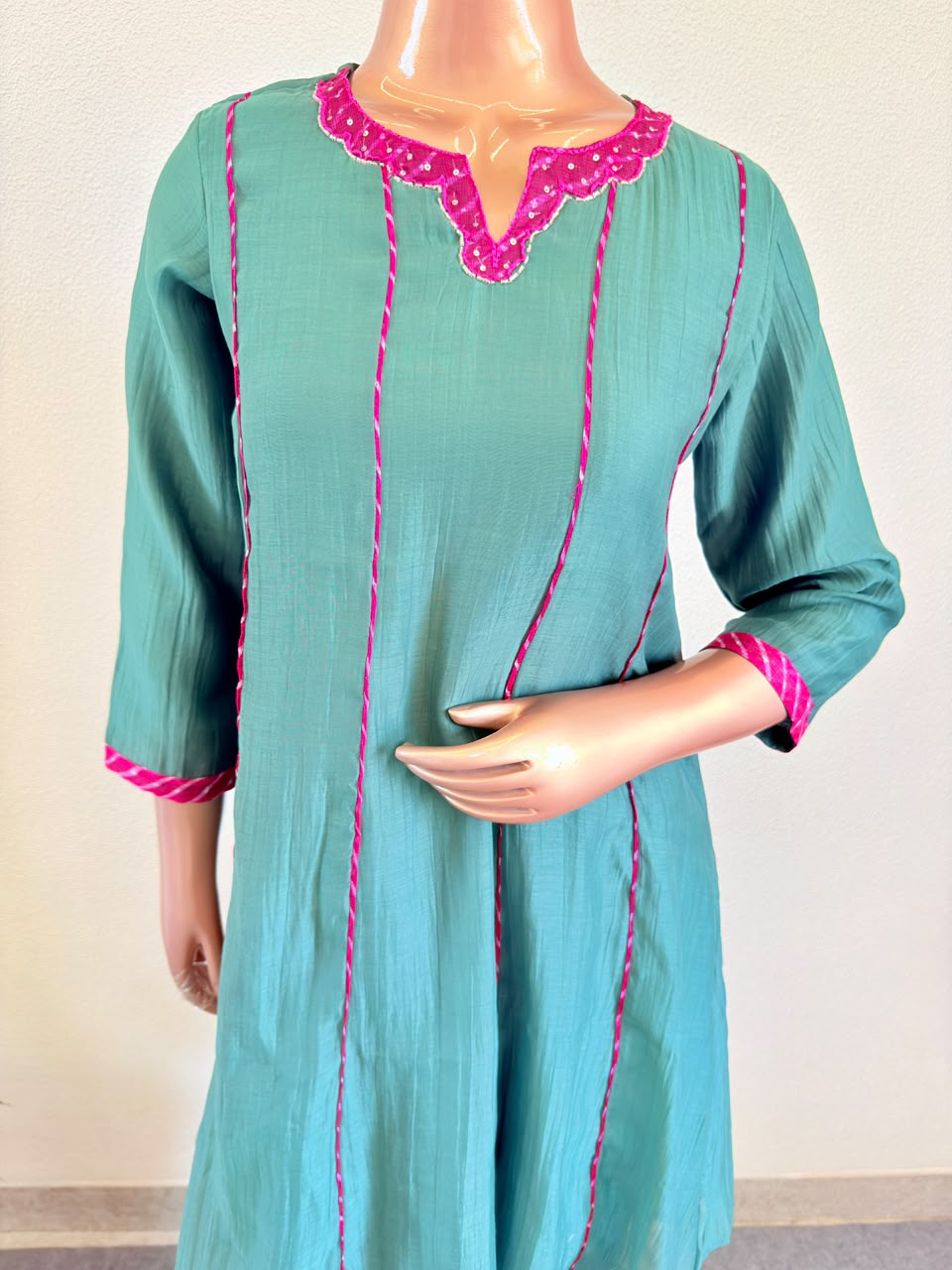 Mul Chanderi Farshi Salwar Suit with Lehariya Kota Doria Dupatta