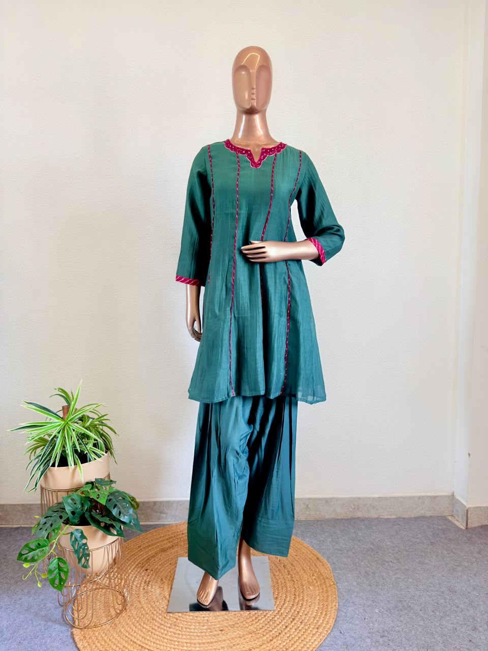 Mul Chanderi Farshi Salwar Suit with Lehariya Kota Doria Dupatta