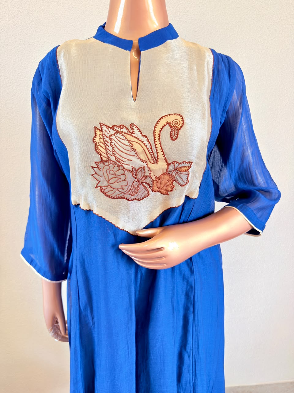 Mul Chanderi Frock Suit with Tissue Embroidered Yoke