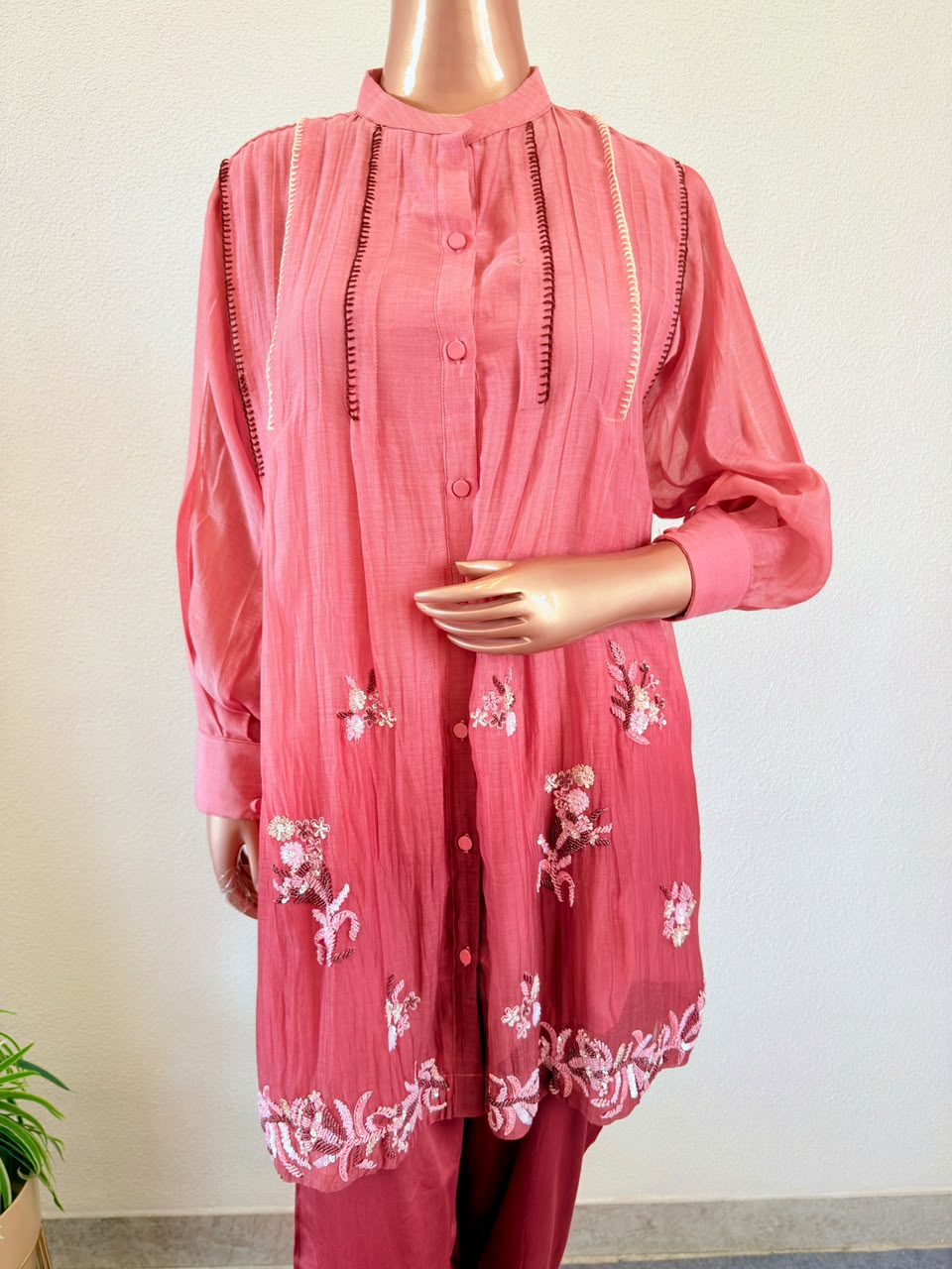 Pure Mul Chanderi Coord Set with Hand Work