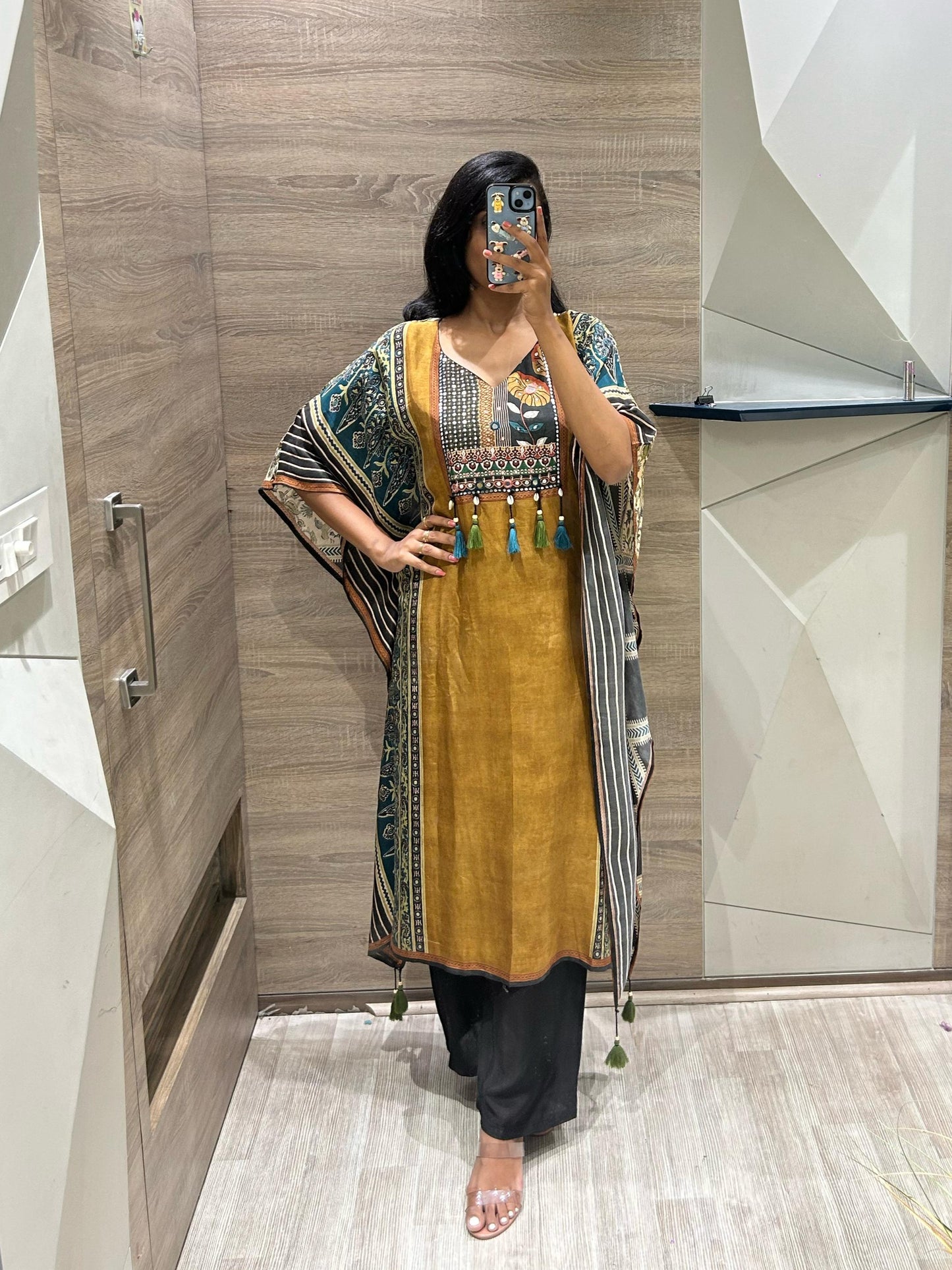 Pure Muslin Kaftan with Traditional Print