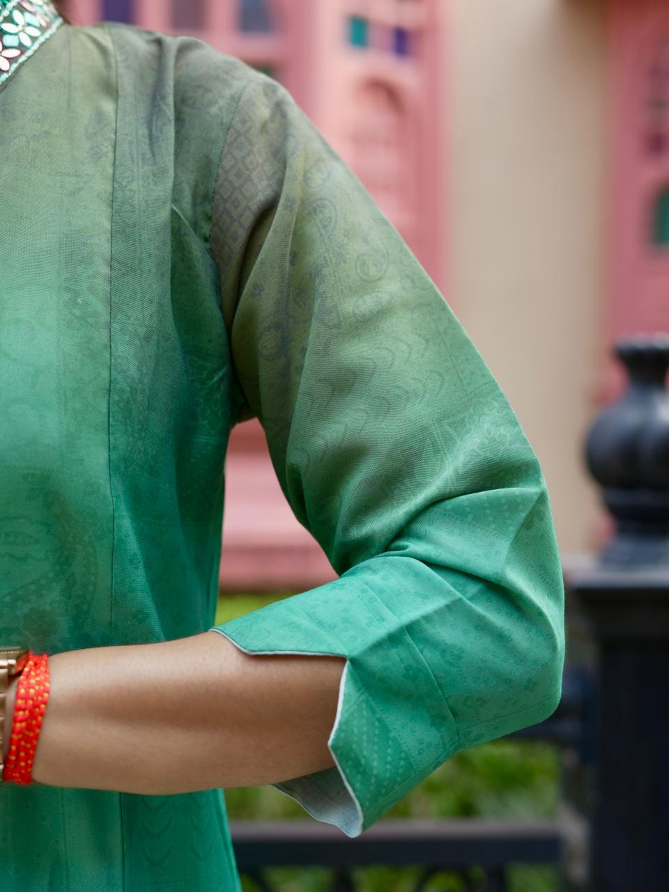 Ombre shaded Russian Silk Anarkali Suit