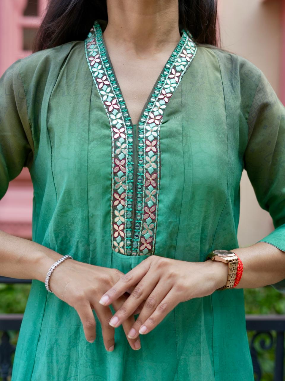 Ombre shaded Russian Silk Anarkali Suit