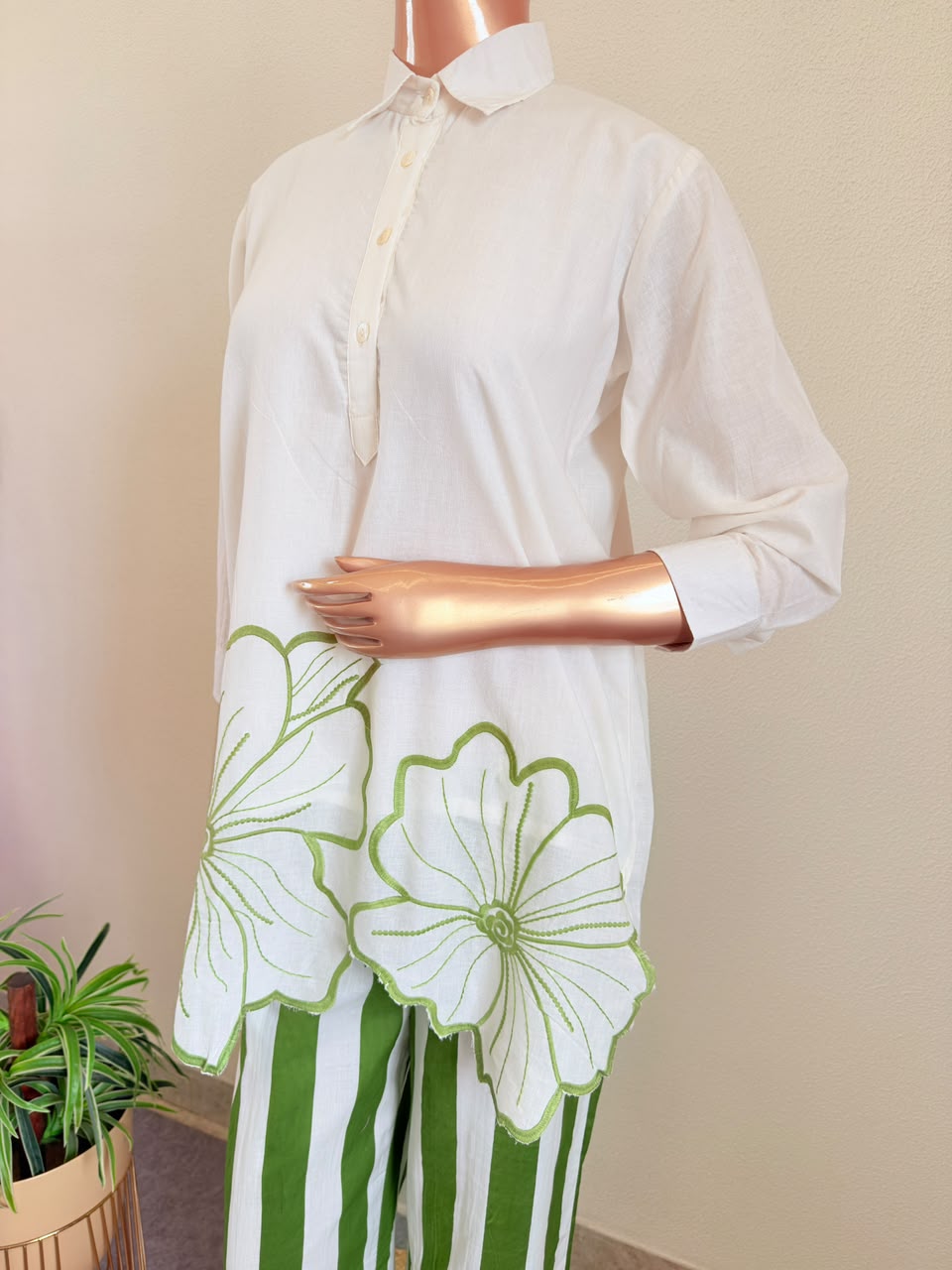 Ivy Blossom Applique Coord Set - Olive