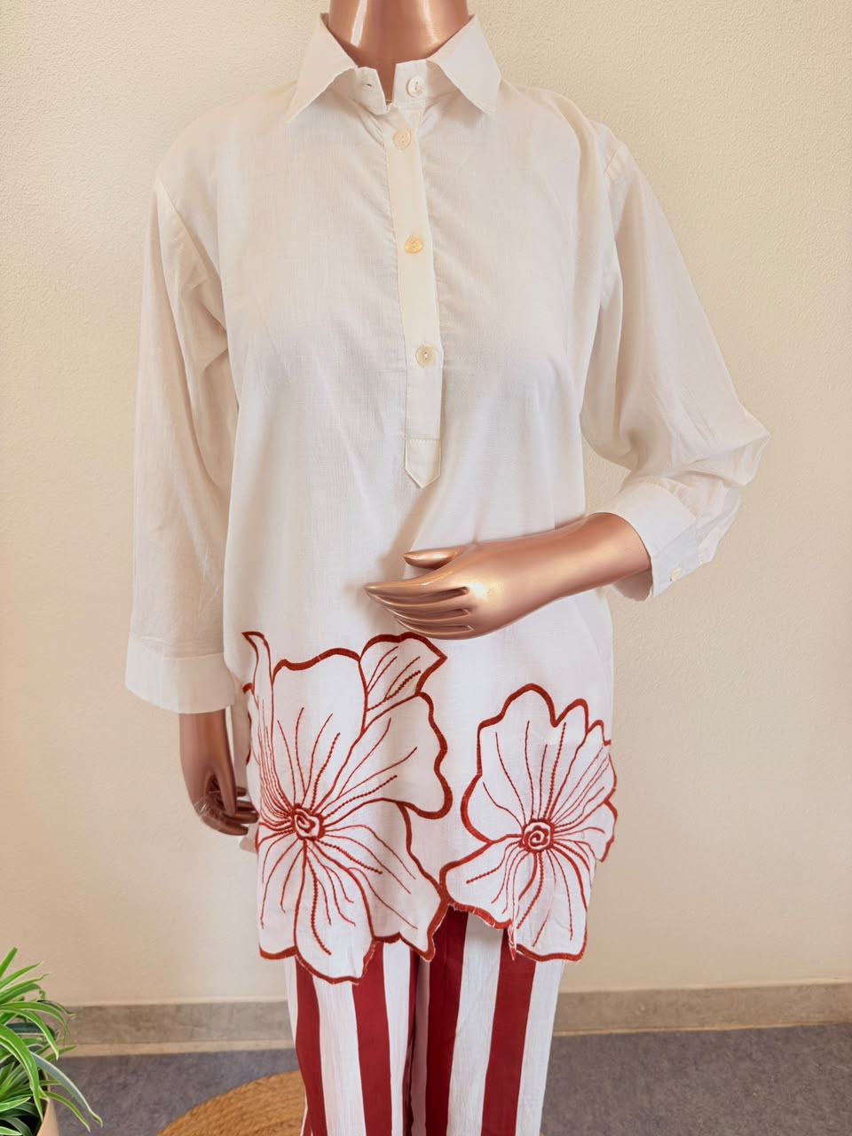 Ivy Blossom Applique Coord Set - Rust Orange