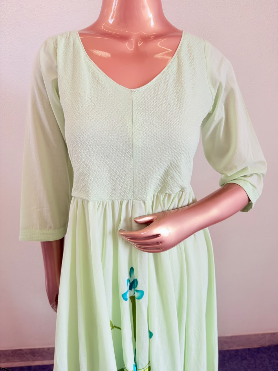 Hand Painted Pure Cotton Flared Frock Suit