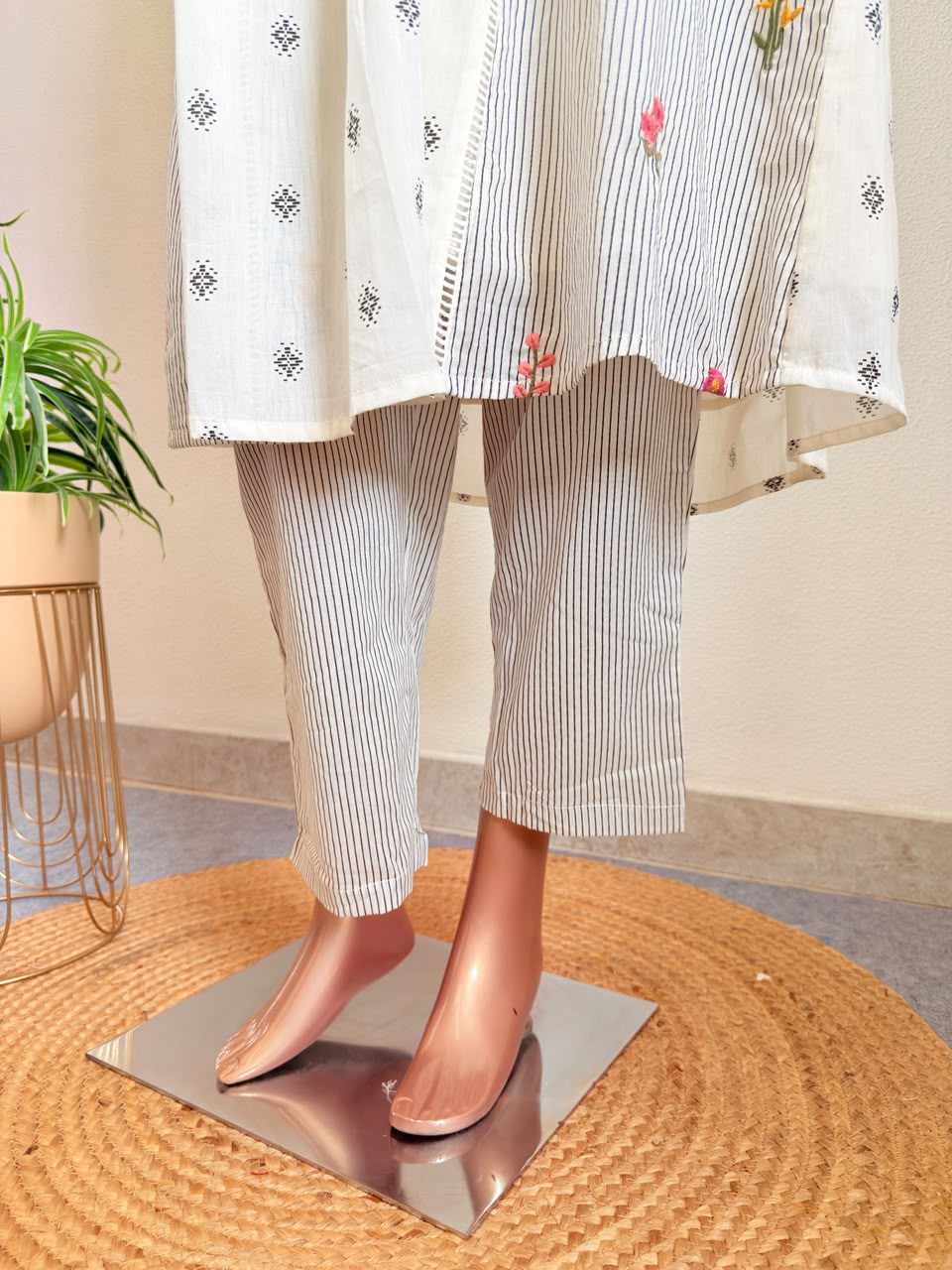 Mul Cotton A- Line Suit with Embroidered Yolk