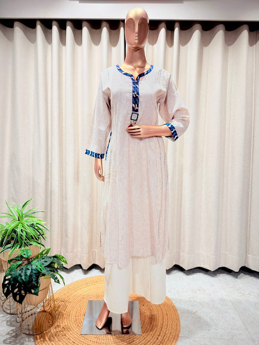 Indigo Accent A-Line Kurta Set with Palazzzo