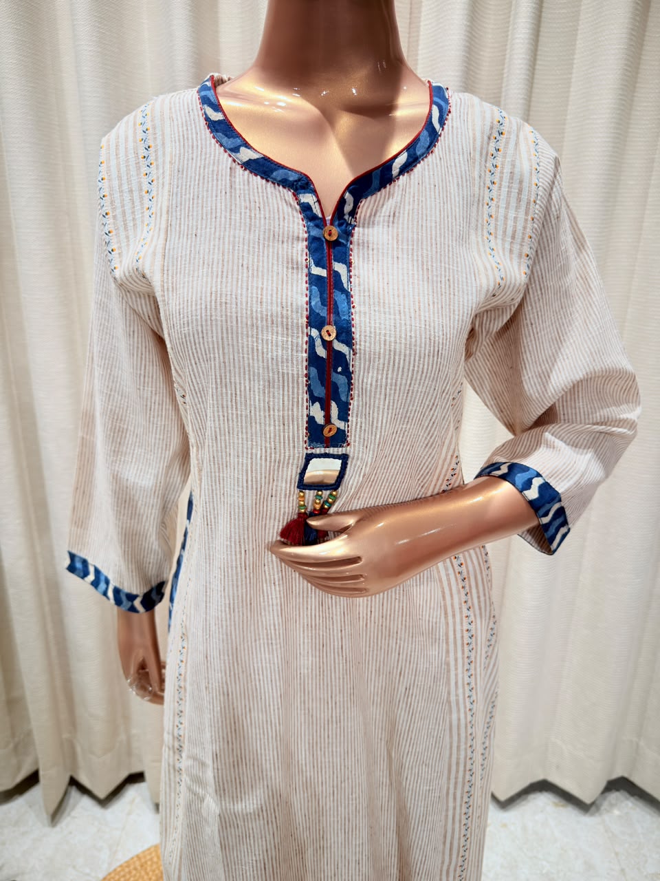 Indigo Accent A-Line Kurta Set with Palazzzo