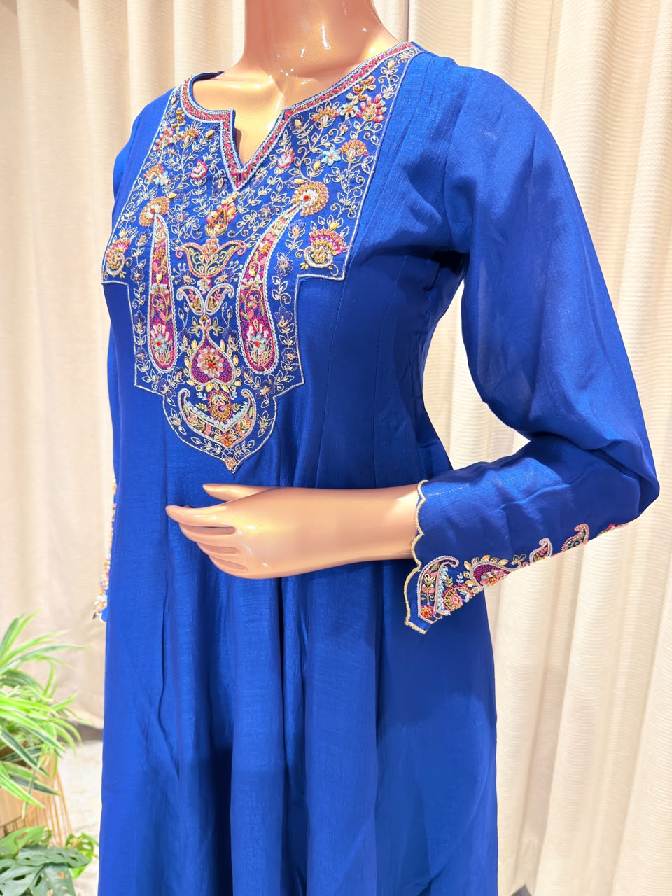 Zari & Resham Embroidered Flared Suit Set with Dupatta