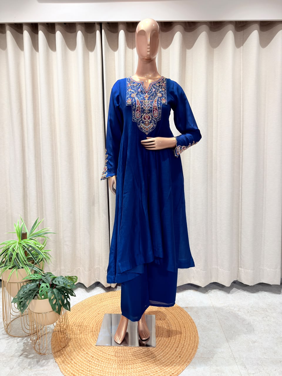 Zari & Resham Embroidered Flared Suit Set with Dupatta
