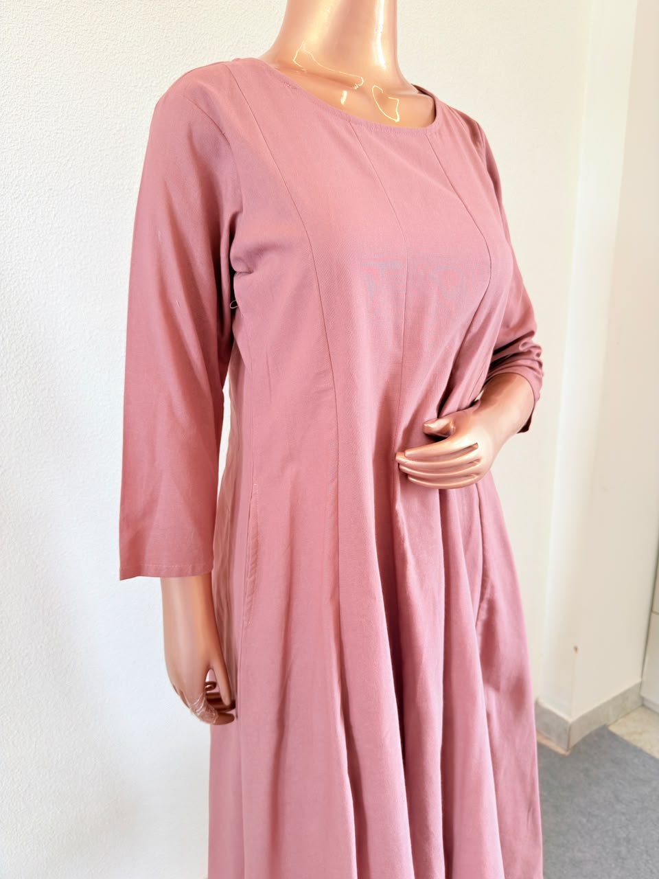 Solid Round-Neck Kurta Set with Ajrakh Block Print Jacket