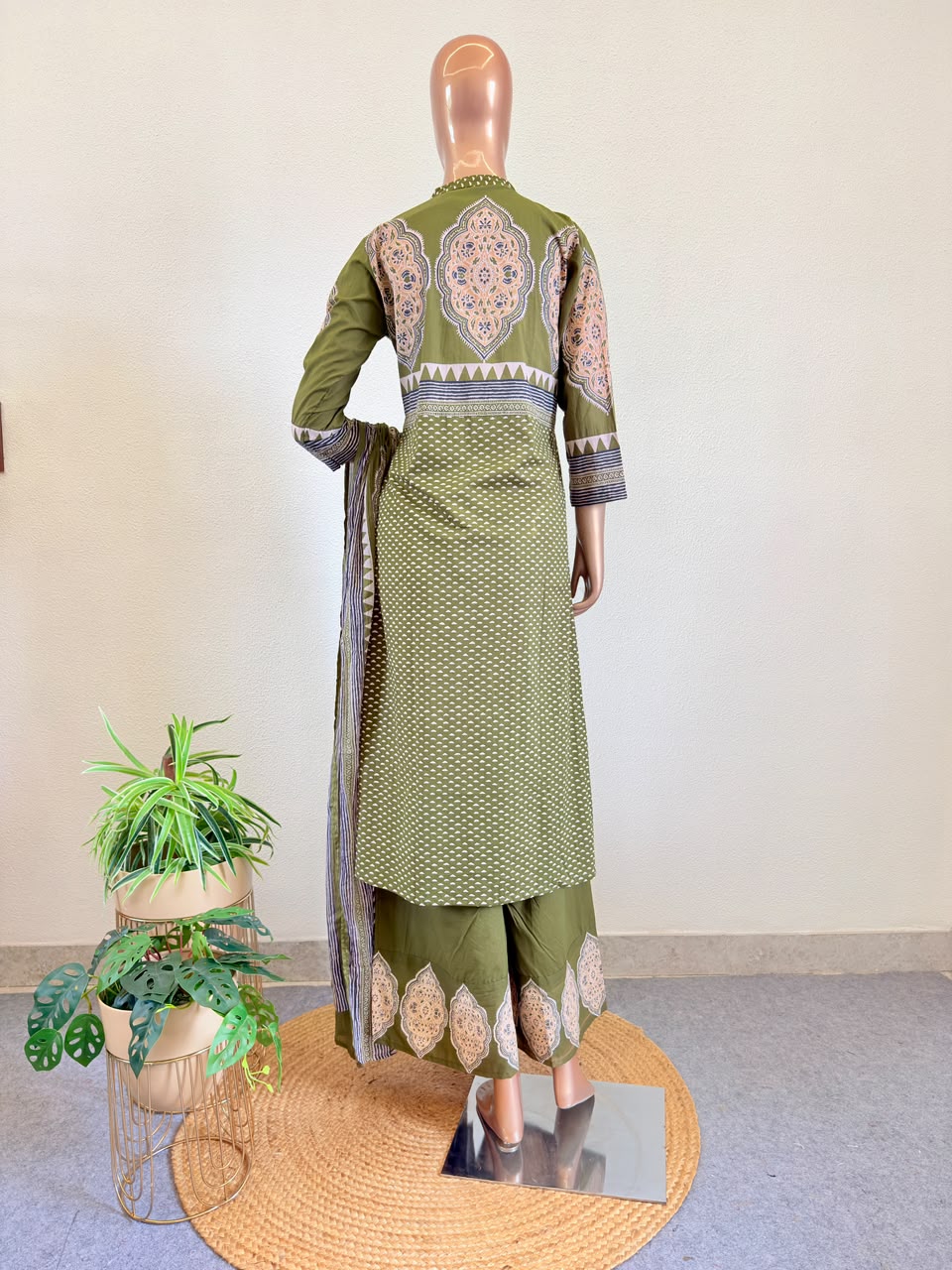 Cotton Printed Suit Set with Wide Palazzo