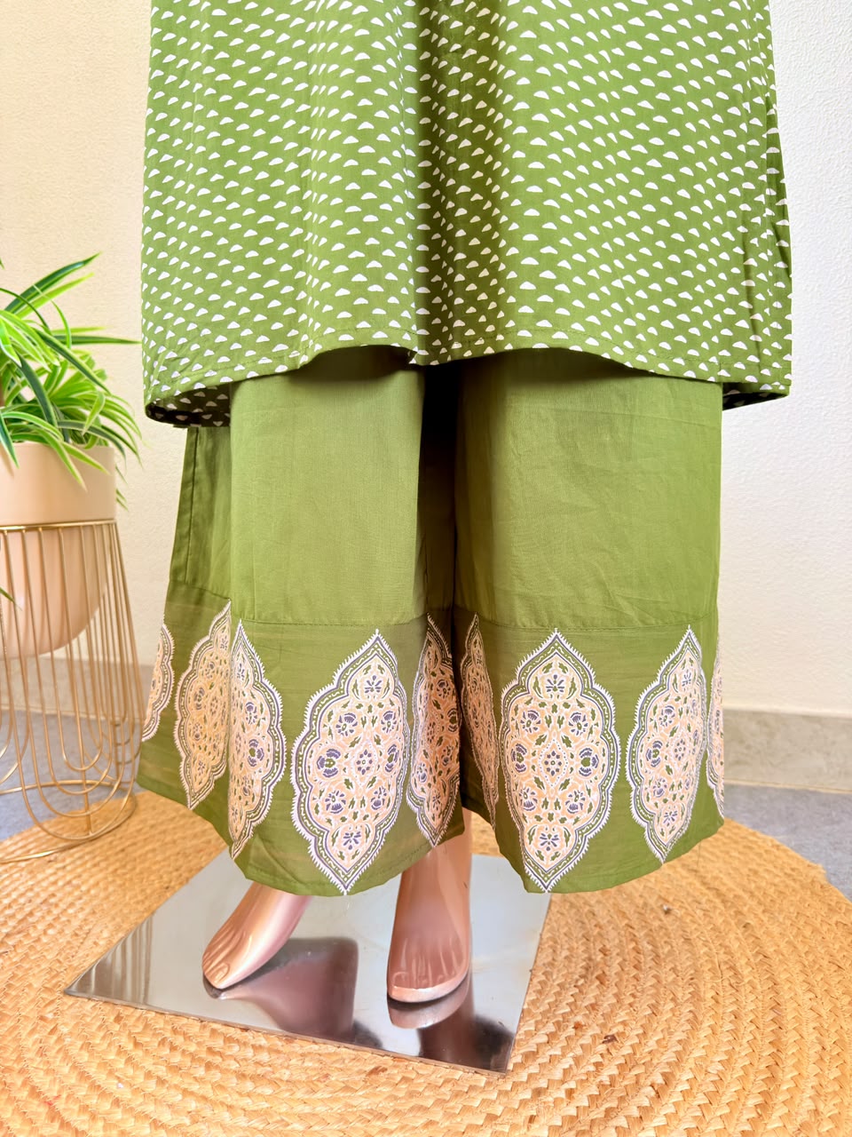 Cotton Printed Suit Set with Wide Palazzo