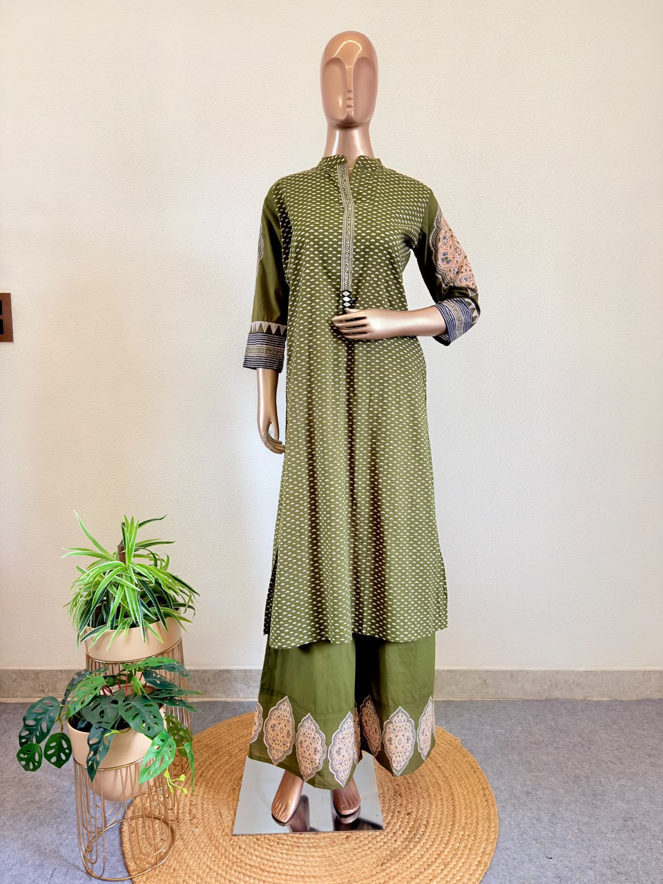 Cotton Printed Suit Set with Wide Palazzo