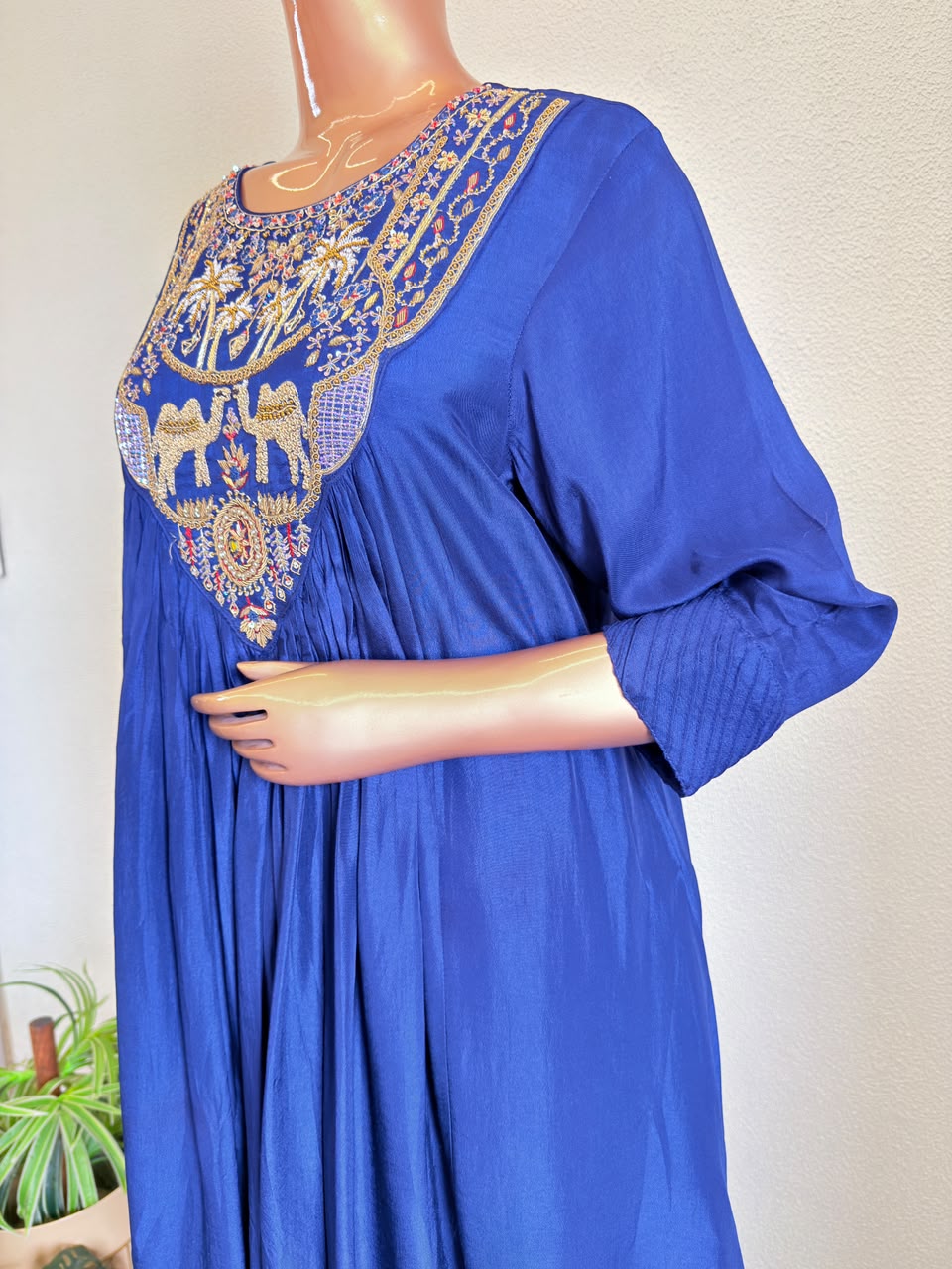 Heritage Zardozi Embroidered Silk Kalidar Set with Scalloped Dupatta - Blue