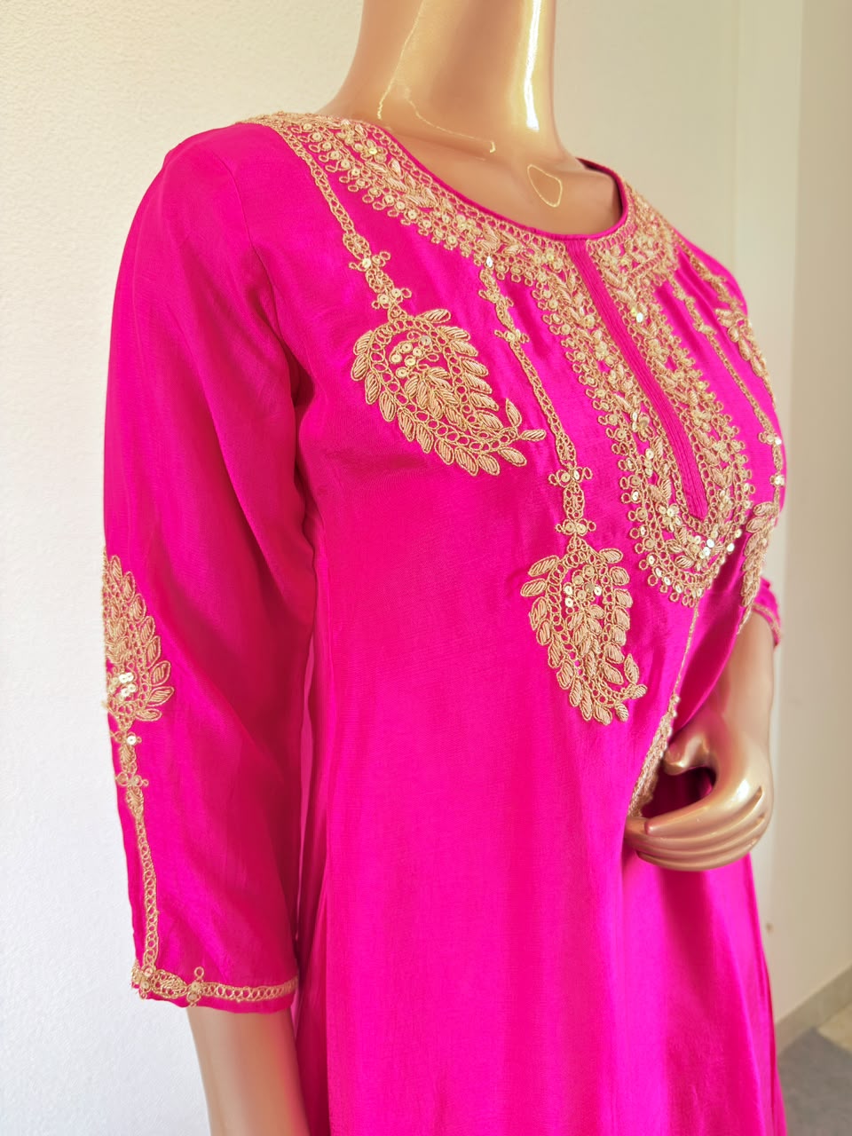 Premium Zardozi & Zari Work A-Line Suit Set with Emboidered Pants & Organza Dupatta