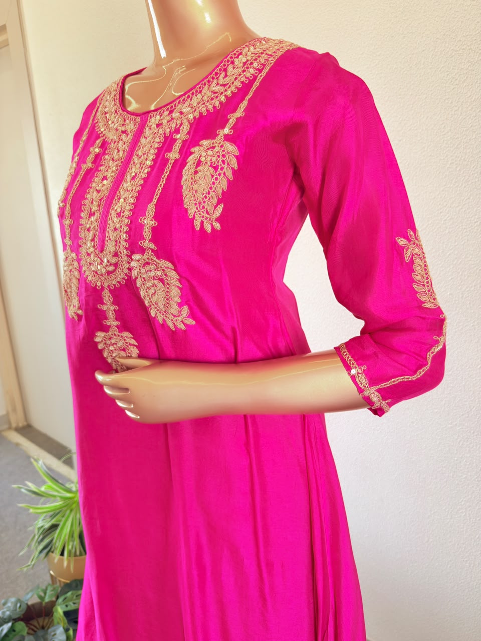 Premium Zardozi & Zari Work A-Line Suit Set with Emboidered Pants & Organza Dupatta