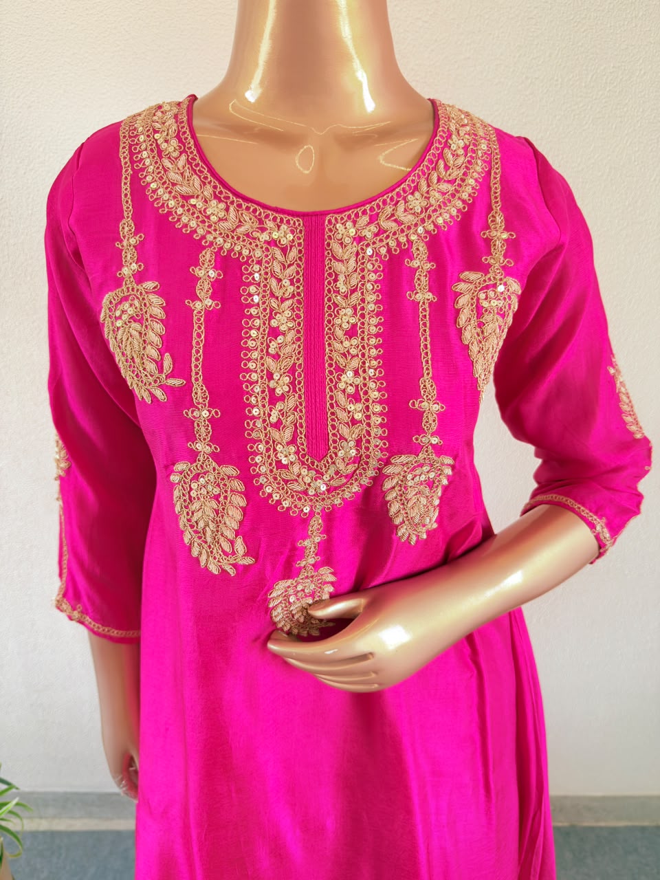 Premium Zardozi & Zari Work A-Line Suit Set with Emboidered Pants & Organza Dupatta