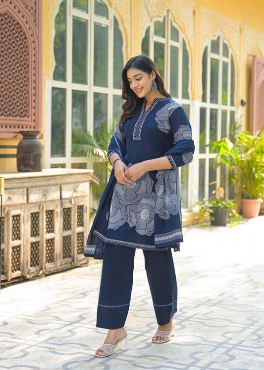 Farsi Salwar Suit Set- Blue