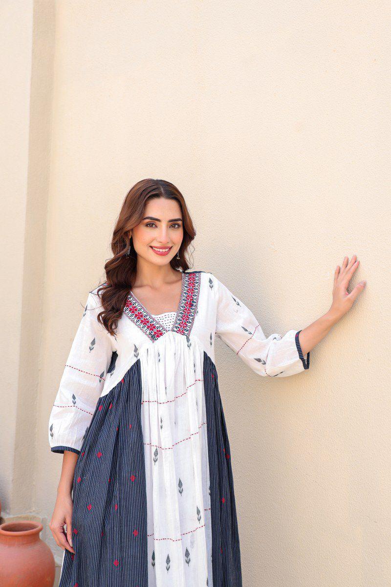 Cotton Weaved A-line Kurta Pant Set