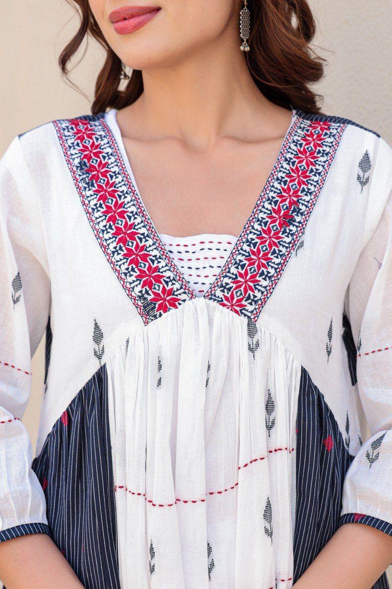 Cotton Weaved A-line Kurta Pant Set