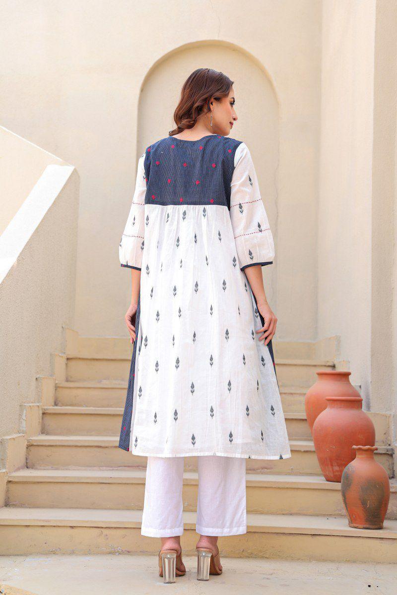 Cotton Weaved A-line Kurta Pant Set