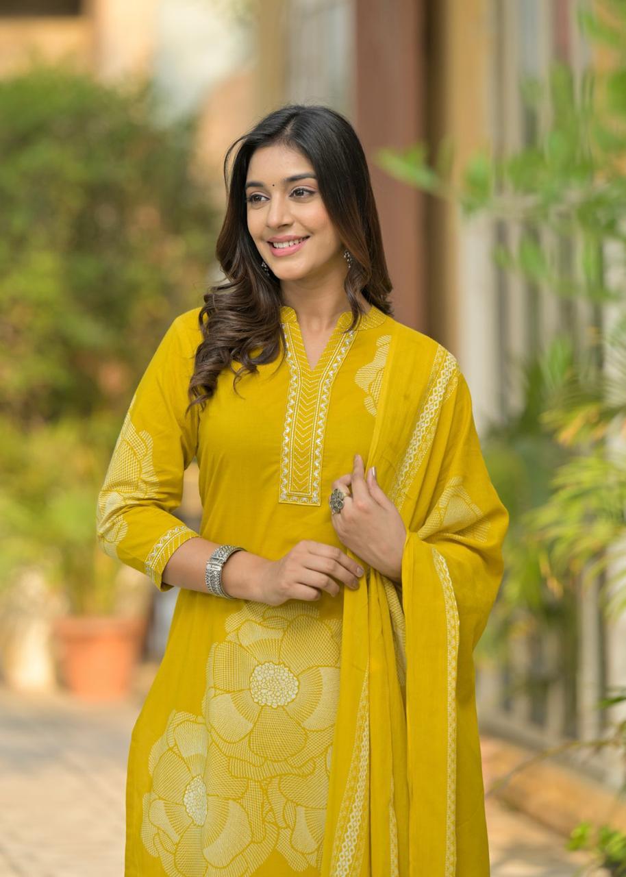 Farsi Salwar Suit Set- Yellow