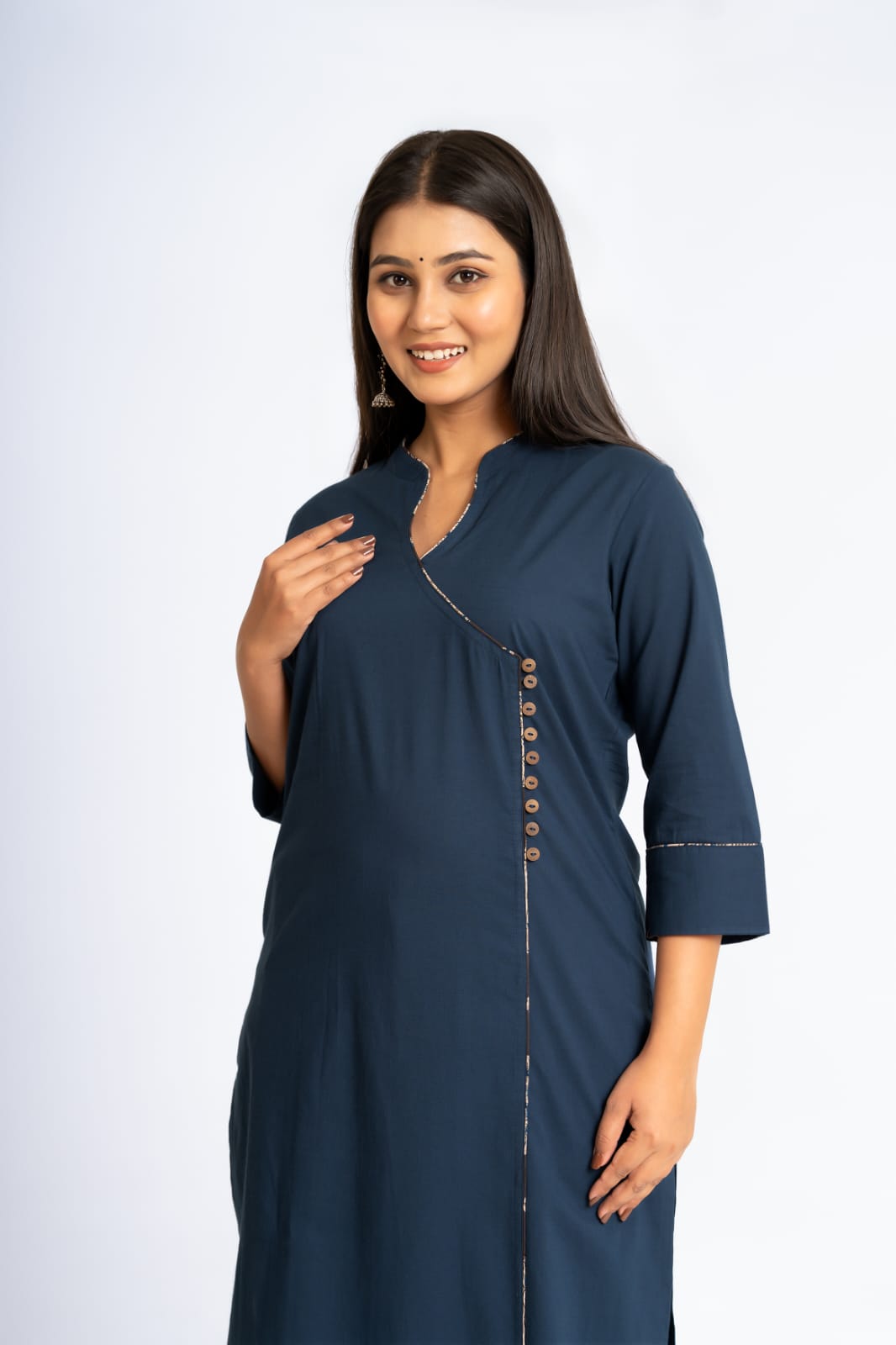 Angrakha Pattern Suit Set with Kalamkari Dupatta