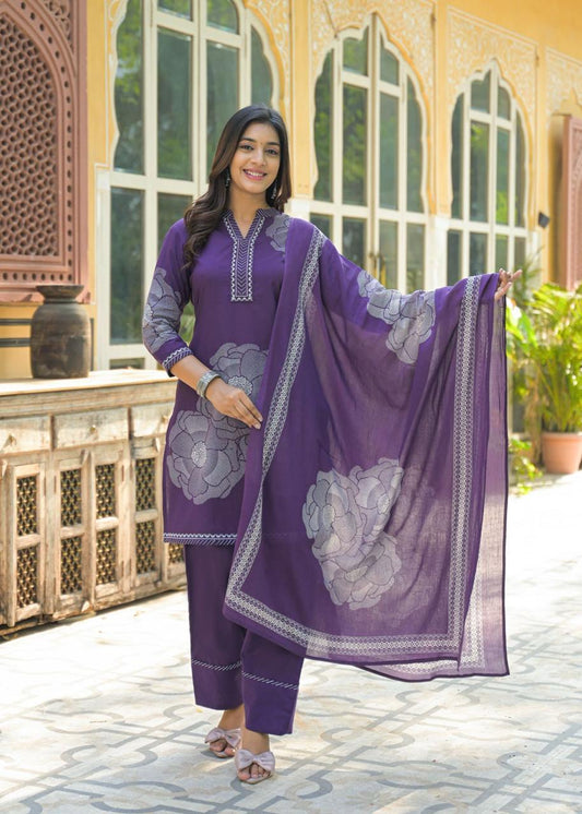 Farsi Salwar Suit Set- Purple