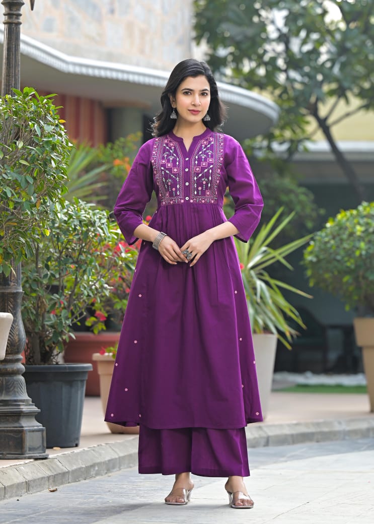 Embroidered Yoke Kurta Pant Set
